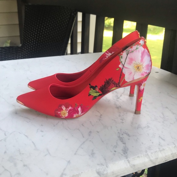 Shoes | Ted Baker Red Floral Pumps 